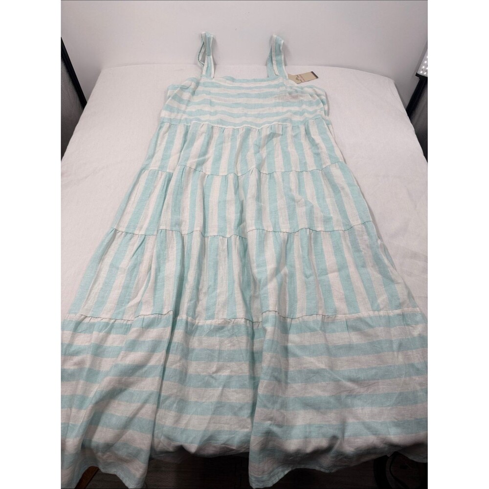 Casa Cabana Dress Wm XL Diane Sundress Tank Stripes Beach Blue White Summer